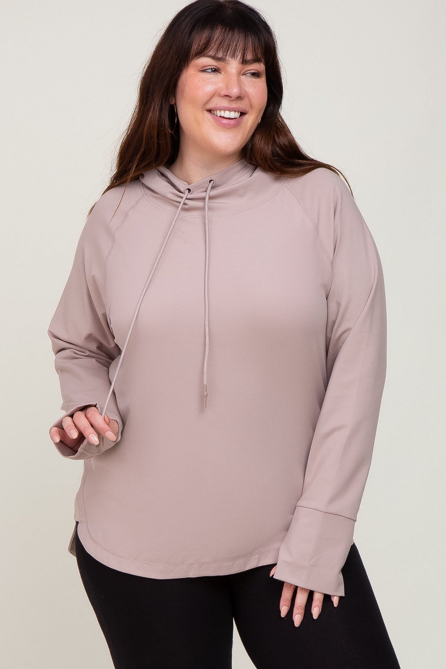 Lavender Hooded Long Sleeve Plus Active Top sold by Pinkblush
