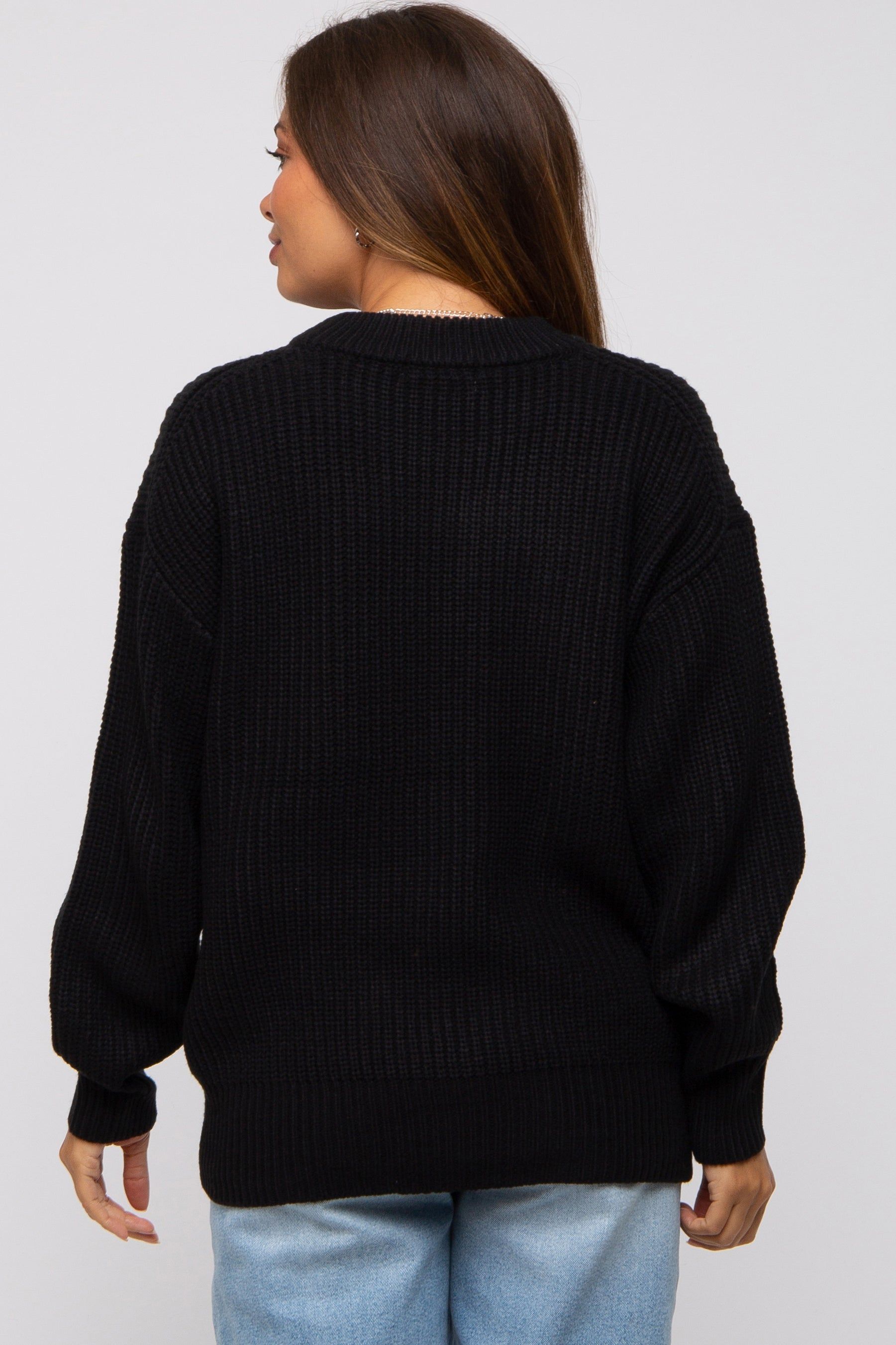 Black Basic Chunky Knit Maternity Sweater sold by Pinkblush product image thumbnail 3
