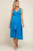 Blue Wrap Front Accent Maternity Midi Dress sold by Pinkblush