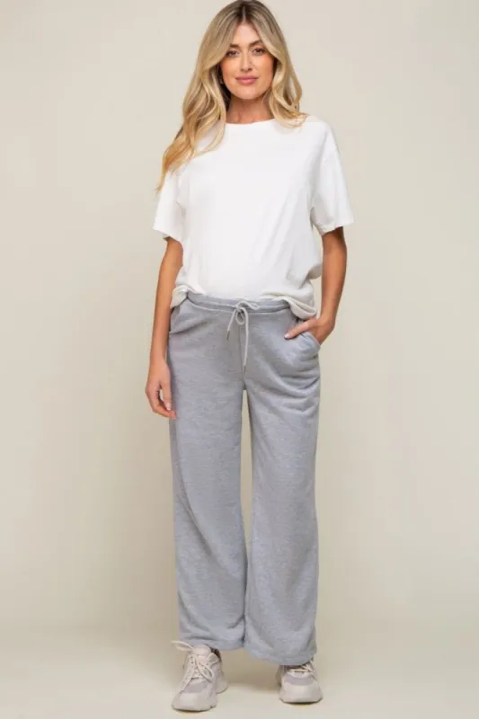 Heather Grey Wide Leg Maternity Lounge Pants sold by Pinkblush