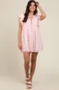 Pink Floral Split V-Neck Ruffle Sleeve Maternity Romper sold by Pinkblush
