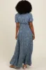 Blue Floral Button Down Maxi Dress sold by Pinkblush