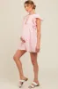 Pink Floral Split V-Neck Ruffle Sleeve Maternity Romper sold by Pinkblush