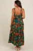 Forest Green Tropical Print Tiered Maternity Maxi Dress sold by Pinkblush