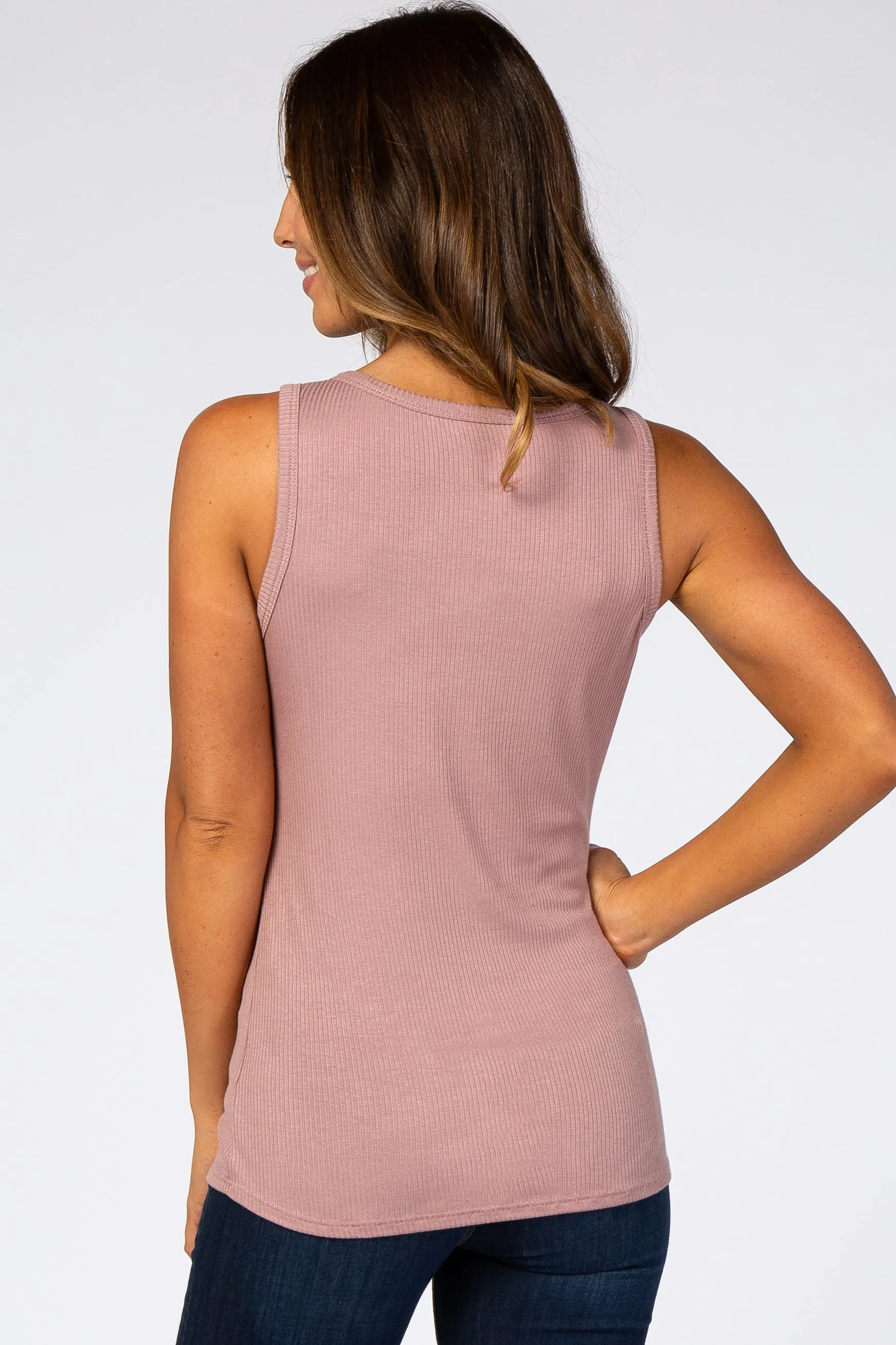 Mauve Ribbed Sleeveless Top sold by Pinkblush product image thumbnail 3