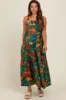 Forest Green Tropical Print Tiered Maternity Maxi Dress sold by Pinkblush