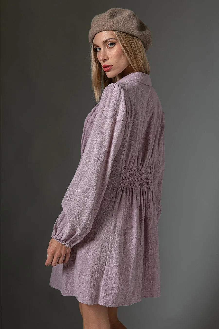Ash Lilac Cotton Button Down Dress sold by Pinkblush product image thumbnail 2