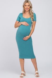 Jade Fitted Maternity Midi Dress sold by Pinkblush