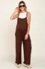 Brown Sleeveless Pocketed Wide Leg Maternity Jumpsuit sold by Pinkblush