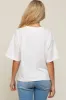 White Basic Rolled Short Sleeve Maternity T-Shirt sold by Pinkblush