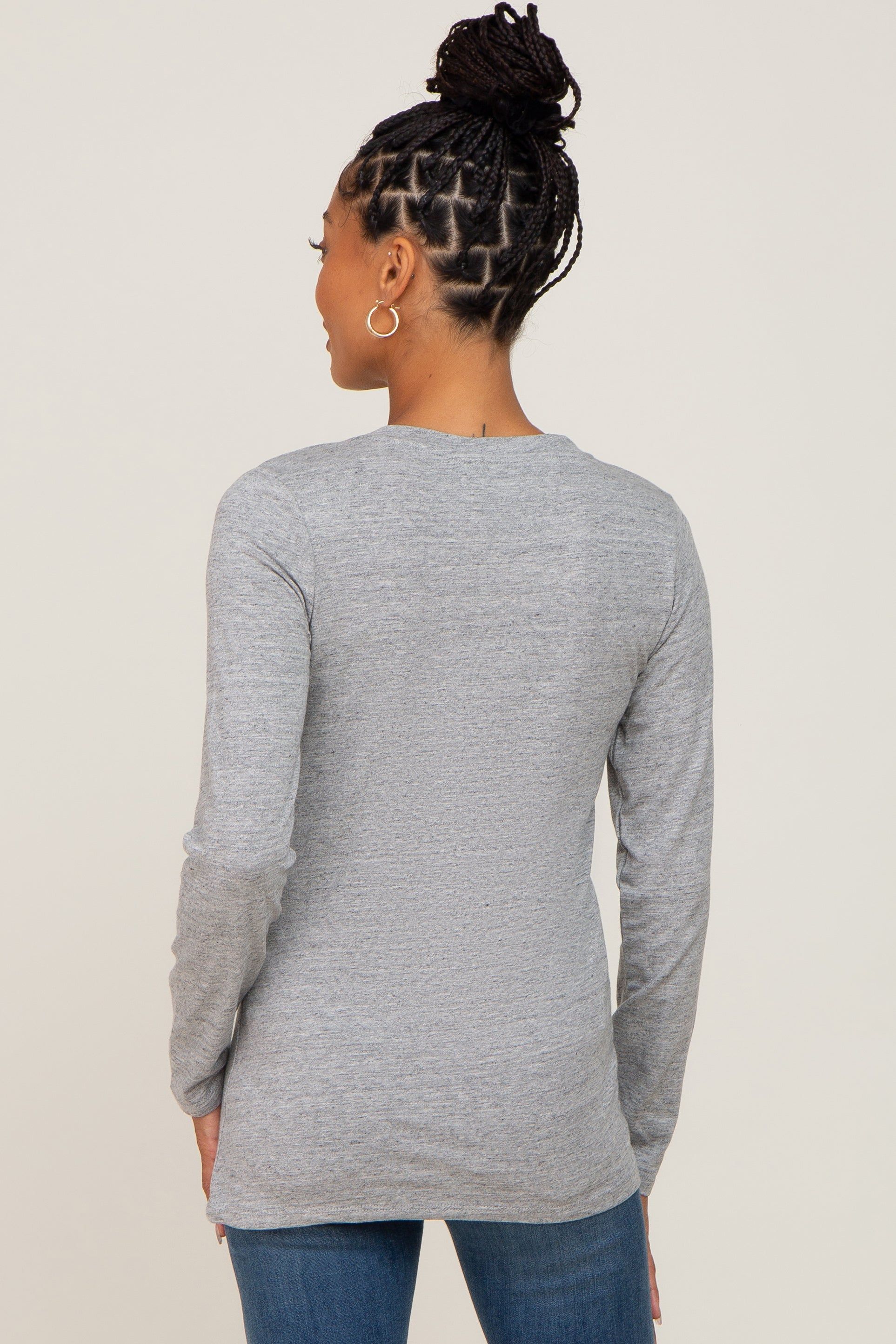 Heather Grey Basic Long Sleeve Top sold by Pinkblush product image thumbnail 3