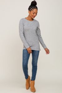 Heather Grey Basic Long Sleeve Top sold by Pinkblush
