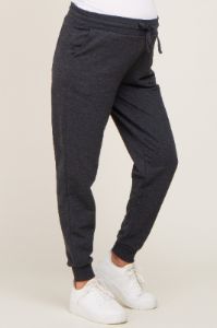 Charcoal Basic Drawstring Maternity Sweatpants sold by Pinkblush