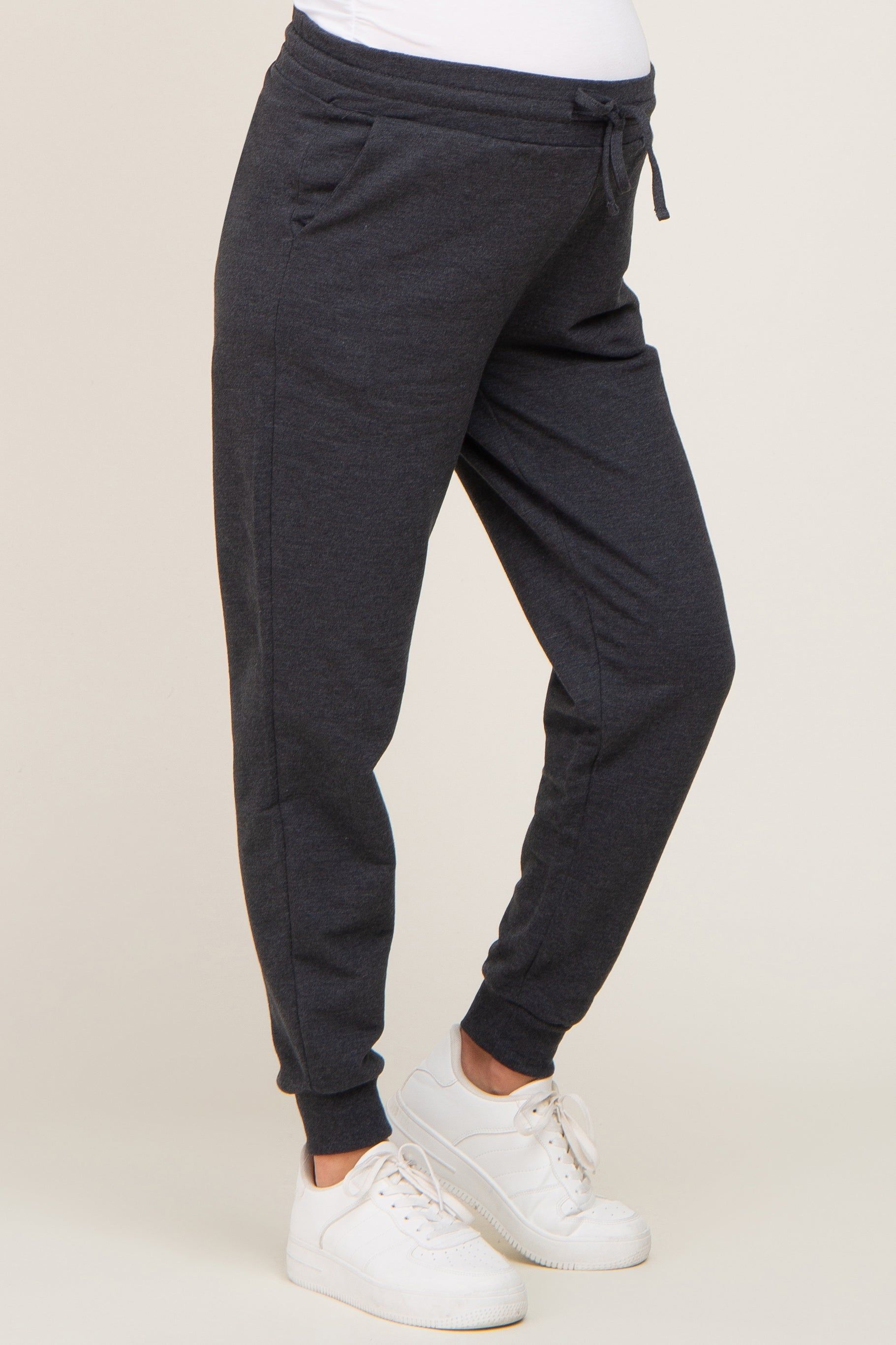 Charcoal Basic Drawstring Maternity Sweatpants sold by Pinkblush product image thumbnail 3