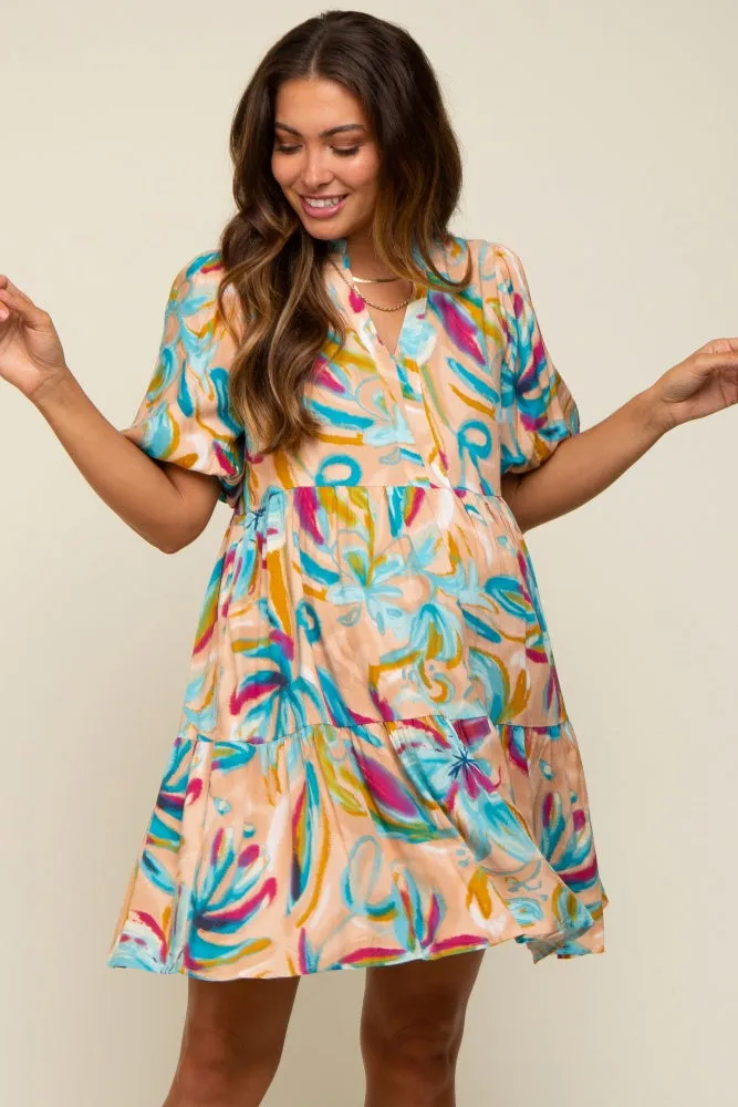 Multicolor Abstract Floral Maternity Dress sold by Pinkblush