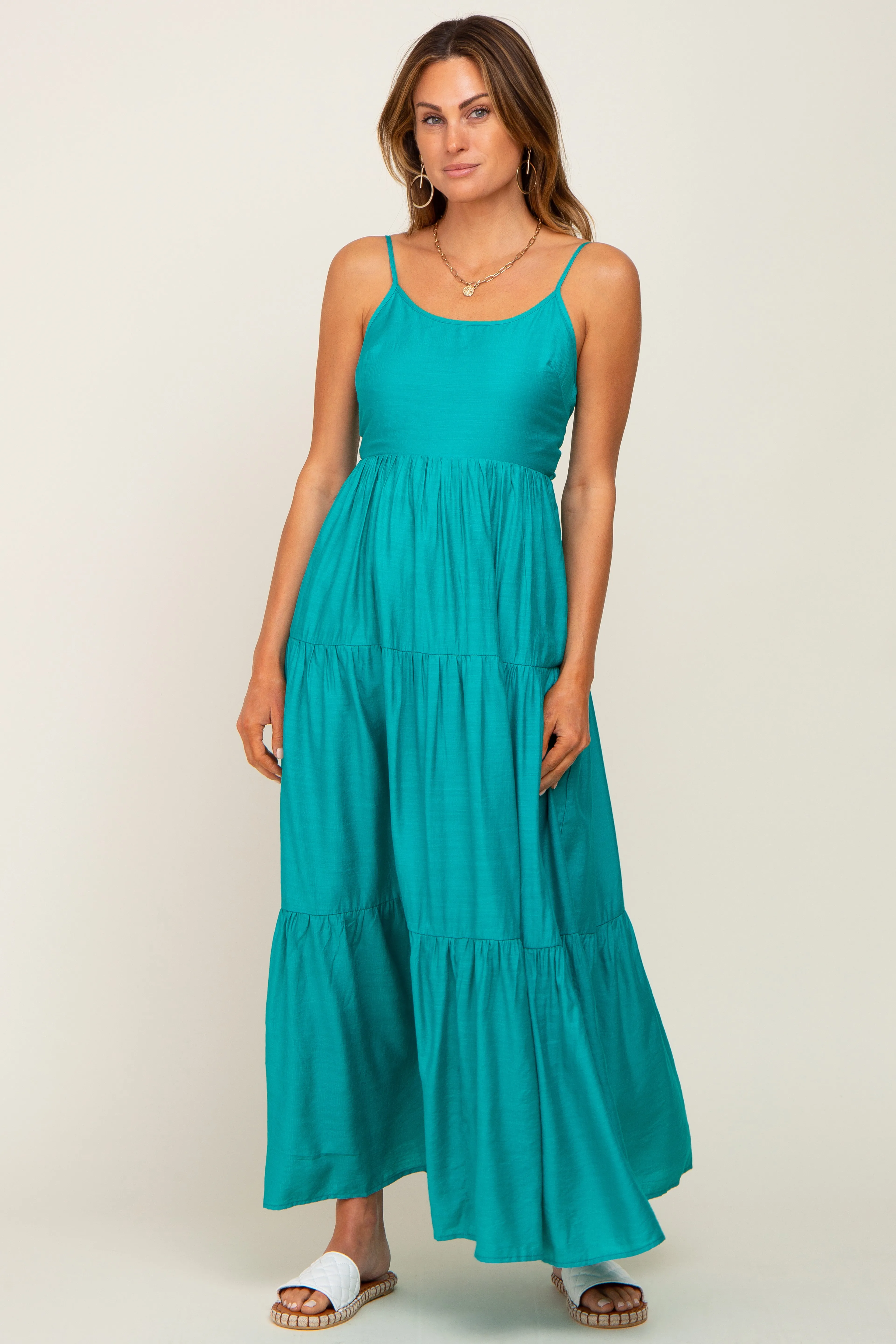 Green Tiered Maxi Dress sold by Pinkblush product image thumbnail 4