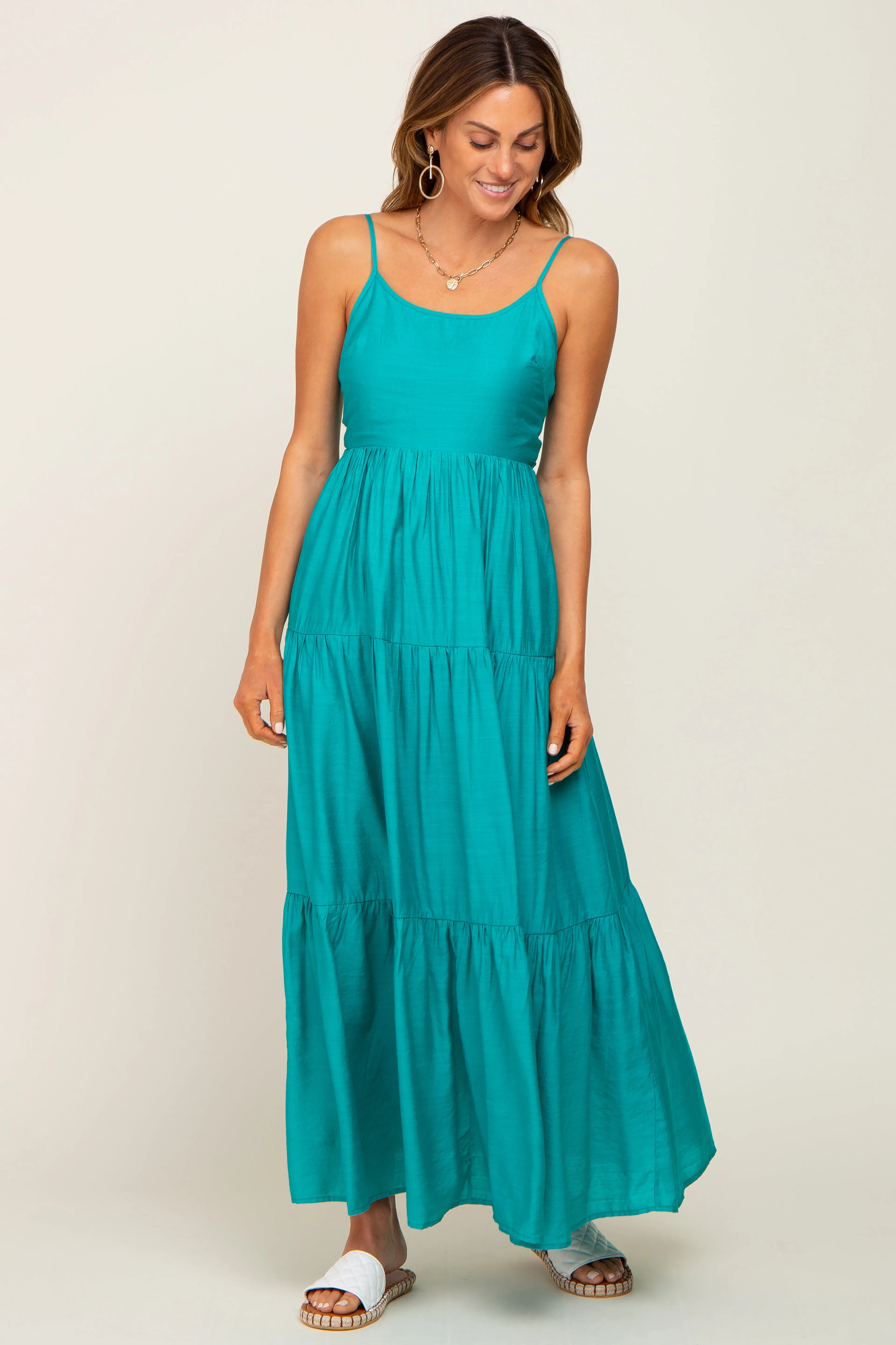 Green Tiered Maxi Dress sold by Pinkblush