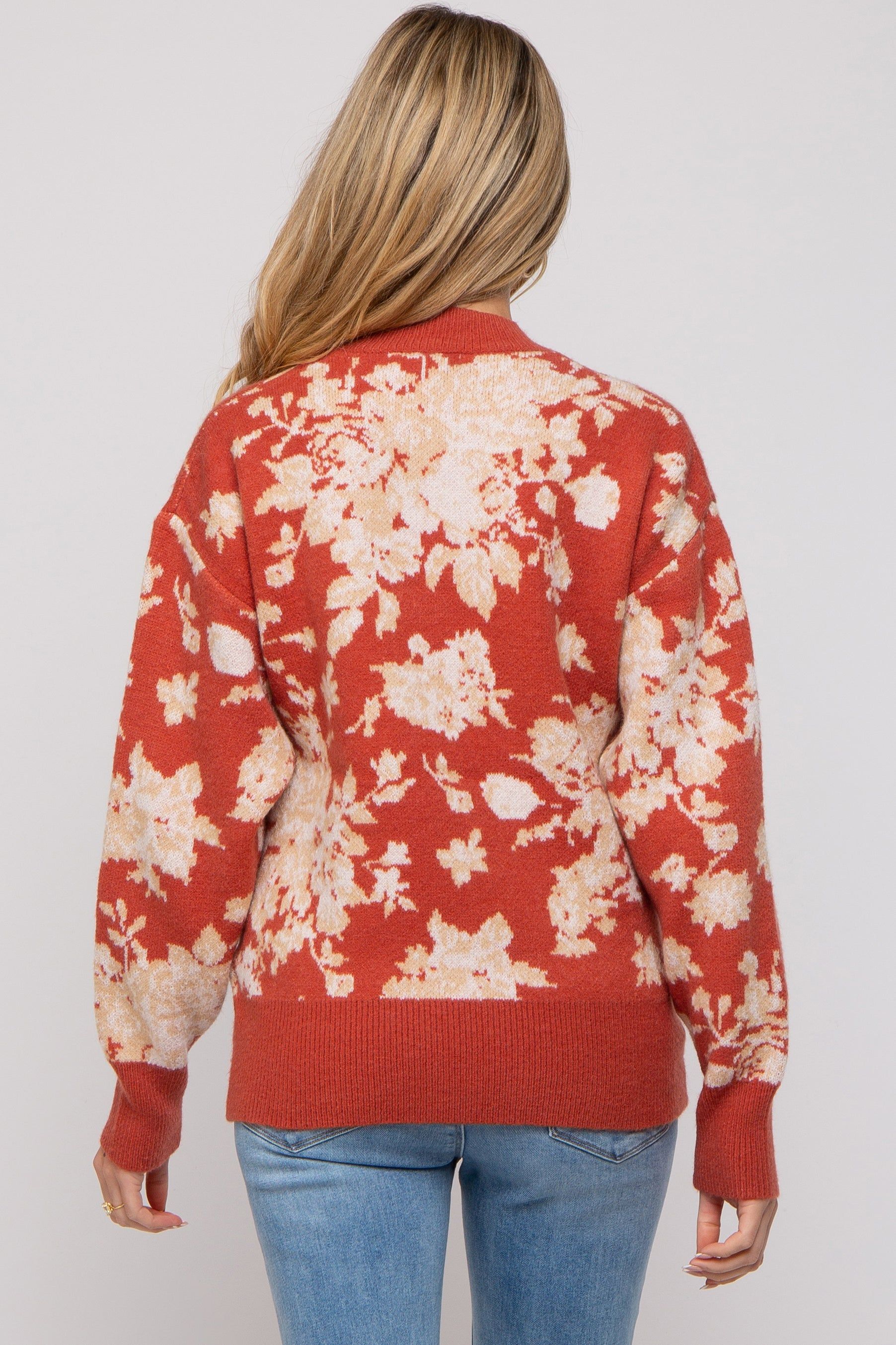 Rust Floral Maternity Sweater sold by Pinkblush product image thumbnail 3