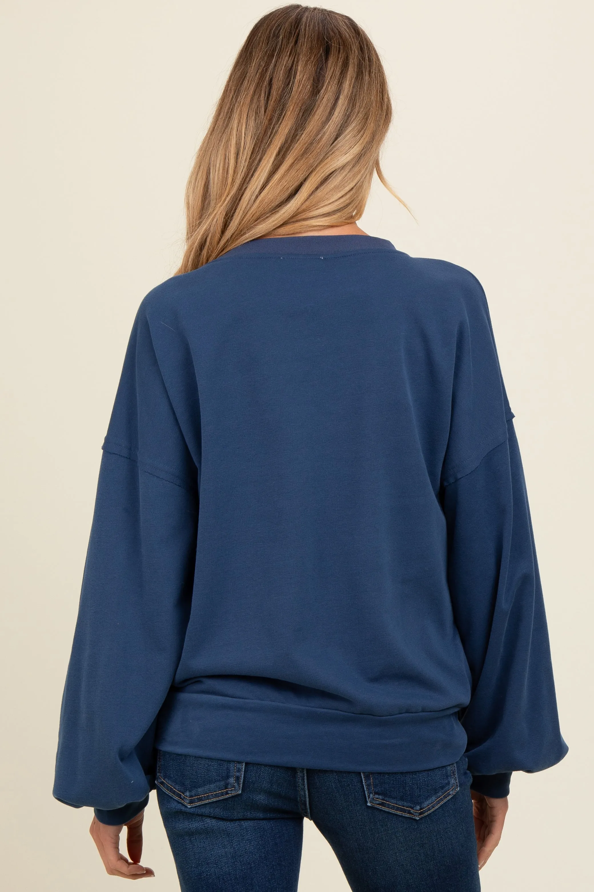 Navy Blue Colorblock Maternity Pullover Top sold by Pinkblush product image thumbnail 2