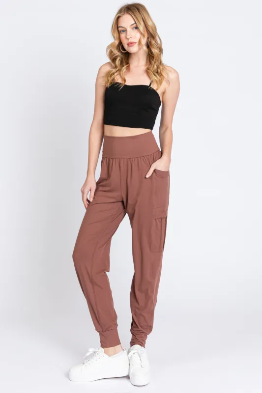 Brown Cargo Pocket Jogger Pants sold by Pinkblush