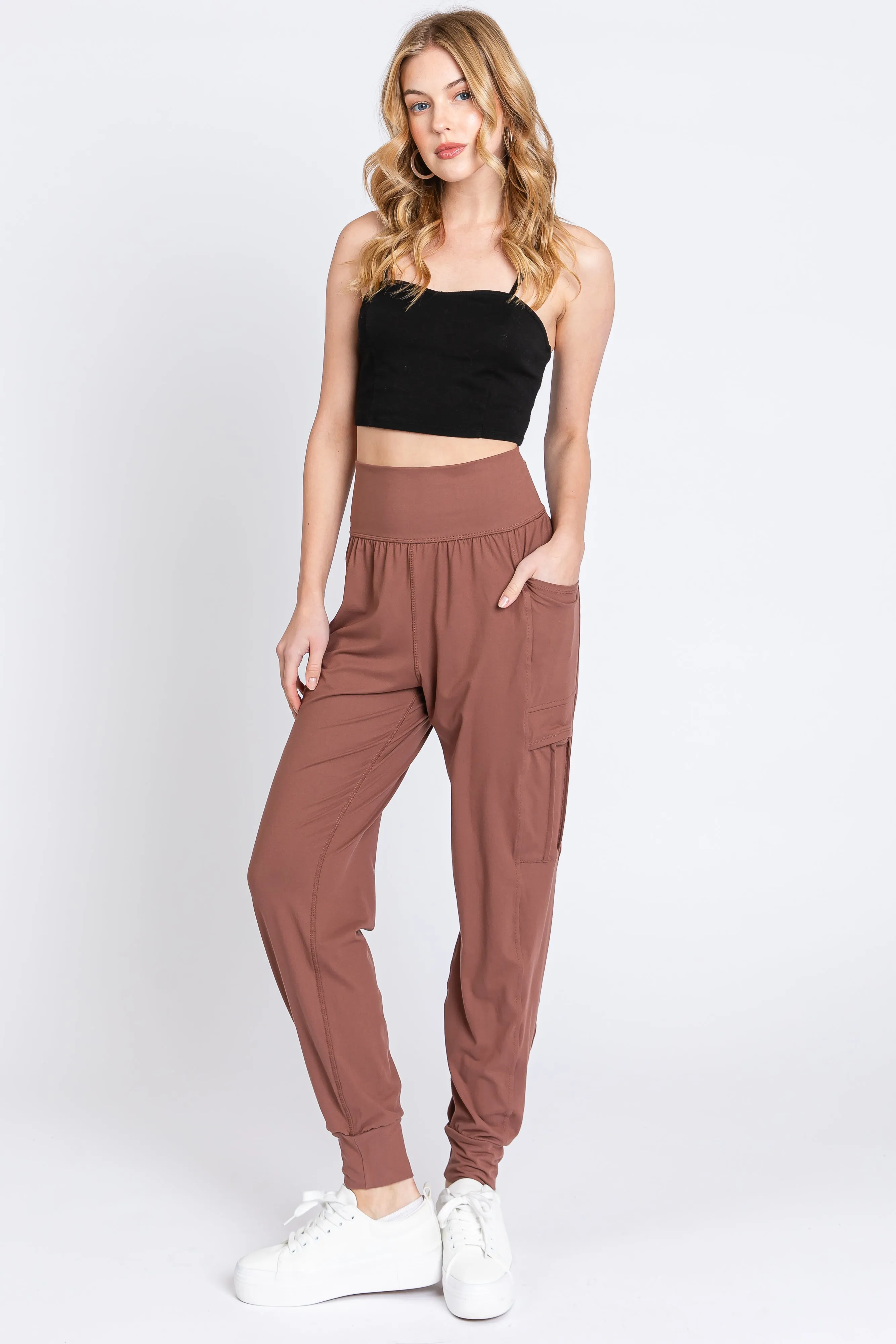 Brown Cargo Pocket Jogger Pants sold by Pinkblush