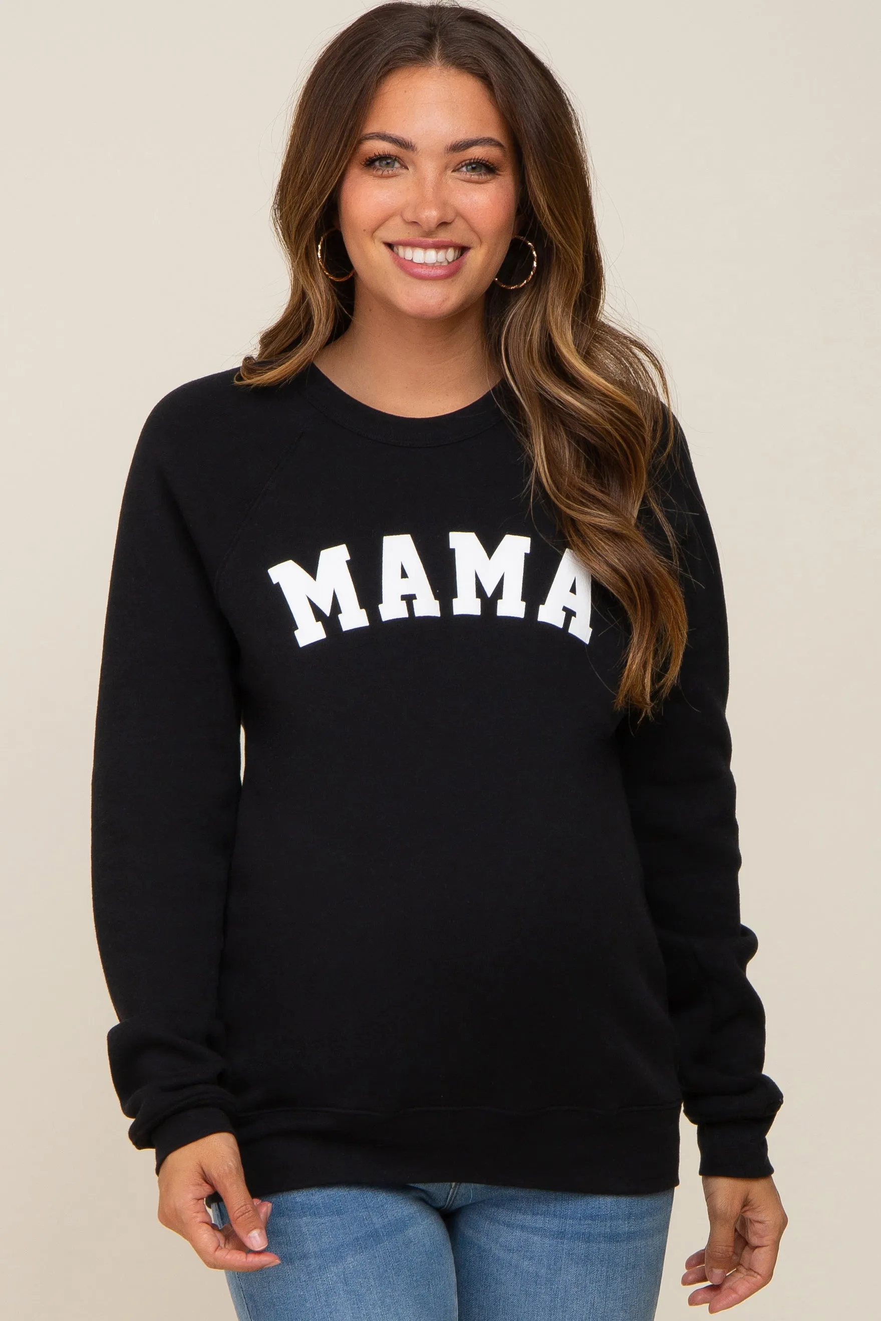 Black Mama Graphic Maternity Pullover Sweatshirt sold by Pinkblush
