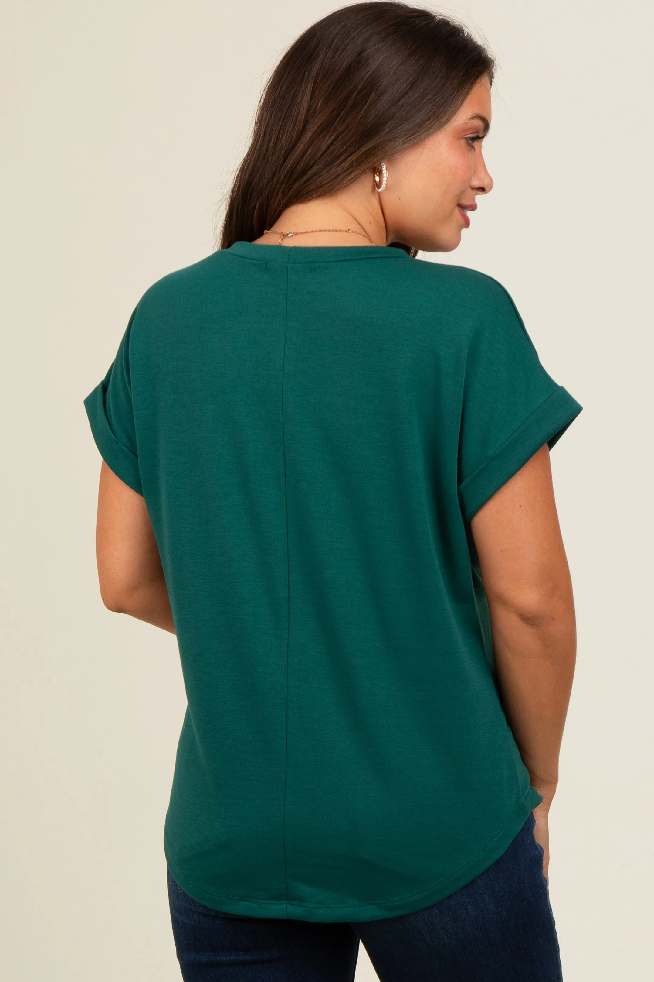 Hunter Green Cuff Sleeve Maternity Top sold by Pinkblush product image thumbnail 3