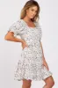 Ivory Printed Puff Sleeve Tiered Dress sold by Pinkblush