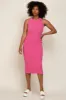 Fuchsia Sleeveless Ribbed Knit Fitted Midi Dress sold by Pinkblush