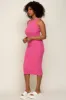 Fuchsia Sleeveless Ribbed Knit Fitted Midi Dress sold by Pinkblush