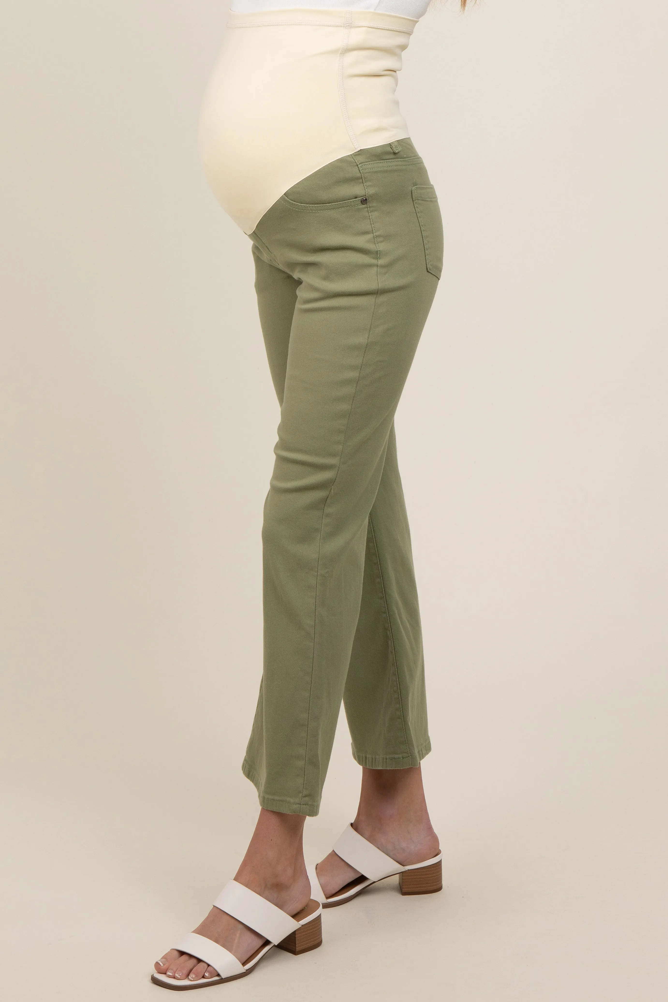 Light Olive Fitted Ankle Length Maternity Pants sold by Pinkblush product image thumbnail 4