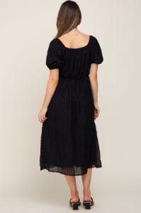 Black Textured Stripe Chiffon Maternity Midi Dress sold by Pinkblush