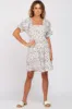 Ivory Printed Puff Sleeve Tiered Dress sold by Pinkblush