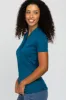 Teal Solid Short Sleeve Wrap FrontTop sold by Pinkblush