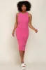 Fuchsia Sleeveless Ribbed Knit Fitted Midi Dress sold by Pinkblush