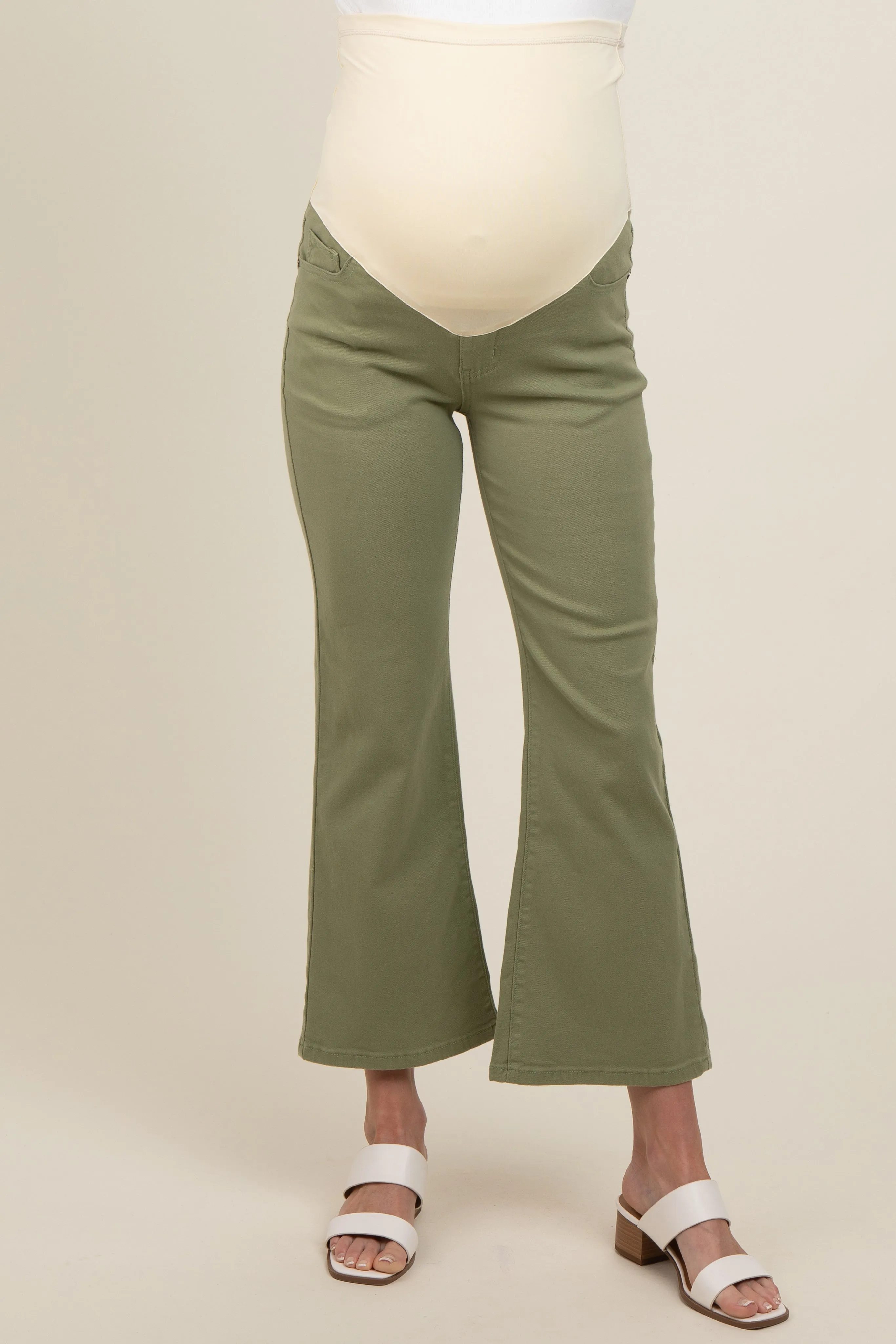 Light Olive Fitted Ankle Length Maternity Pants sold by Pinkblush product image thumbnail 3
