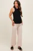 Cream Wide Leg Cropped Maternity Pants sold by Pinkblush