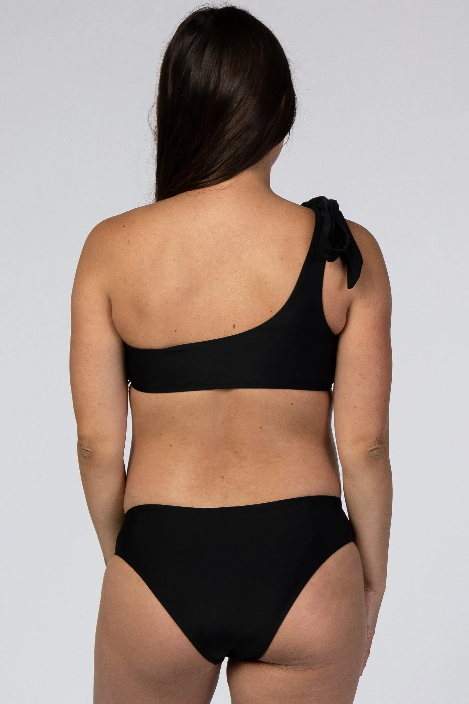 Black Cutout One Shoulder Maternity Bikini Set sold by Pinkblush product image thumbnail 3