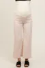 Cream Wide Leg Cropped Maternity Pants sold by Pinkblush