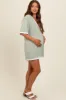 Light Olive Knit Contrast Trim Deep V-Neck Maternity Romper sold by Pinkblush