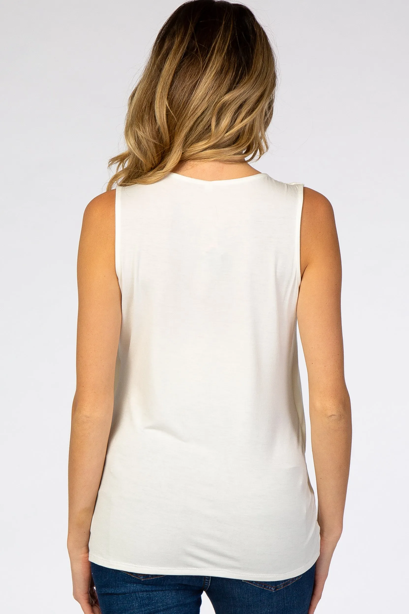 PinkBlush Ivory Solid Sleeveless Maternity Nursing Top sold by Pinkblush product image thumbnail 4