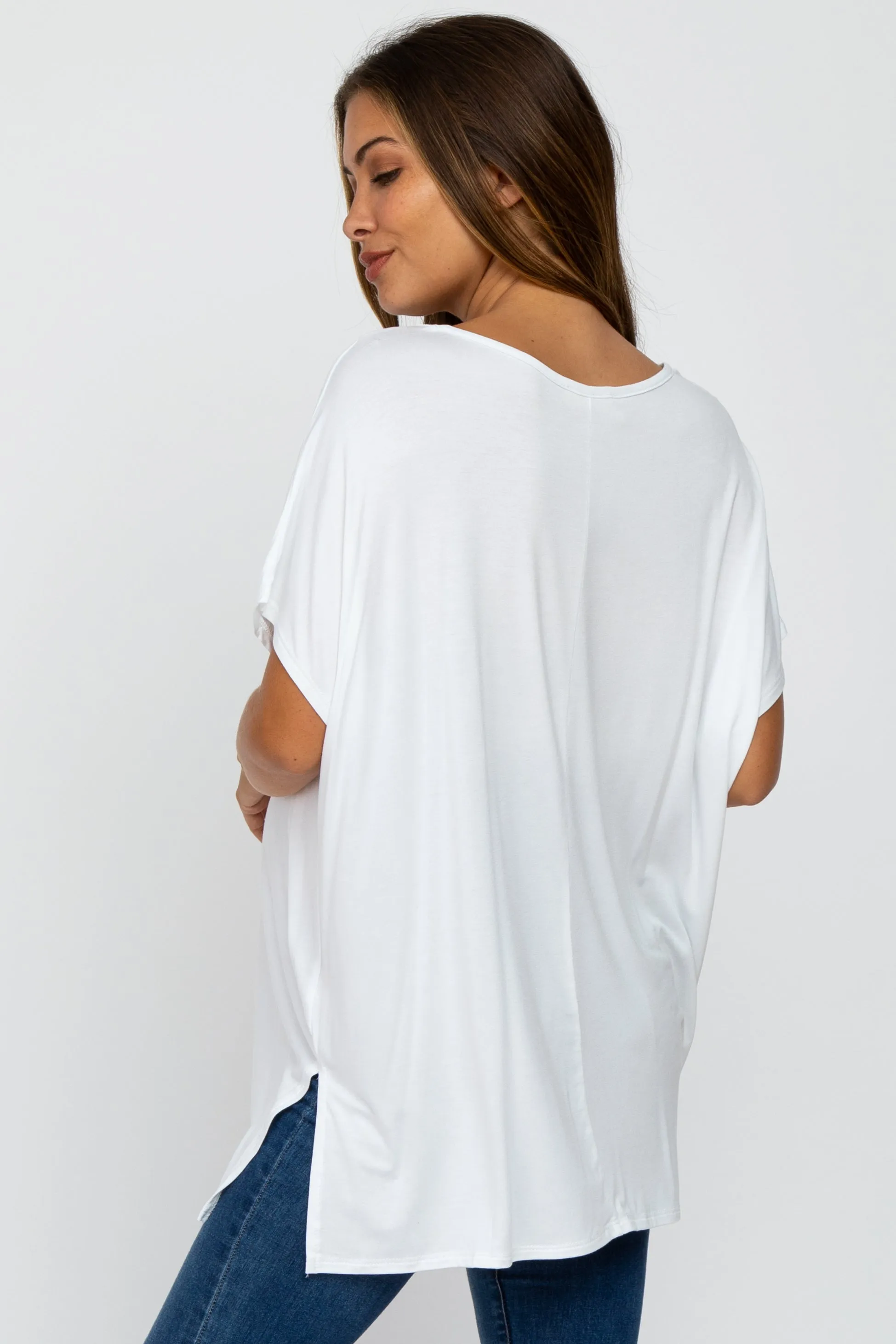 White Short Sleeve Boatneck Maternity Top sold by Pinkblush product image thumbnail 4