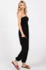 Black Strapless Ruched Top Jumpsuit sold by Pinkblush