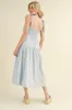 Light Blue Bow Front Scalloped Midi Dress sold by Pinkblush