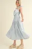 Light Blue Bow Front Scalloped Midi Dress sold by Pinkblush