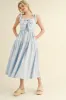 Light Blue Bow Front Scalloped Midi Dress sold by Pinkblush