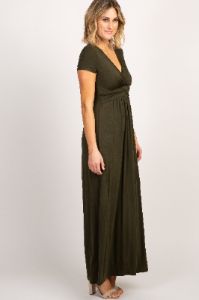 Olive Draped Maxi Dress sold by Pinkblush
