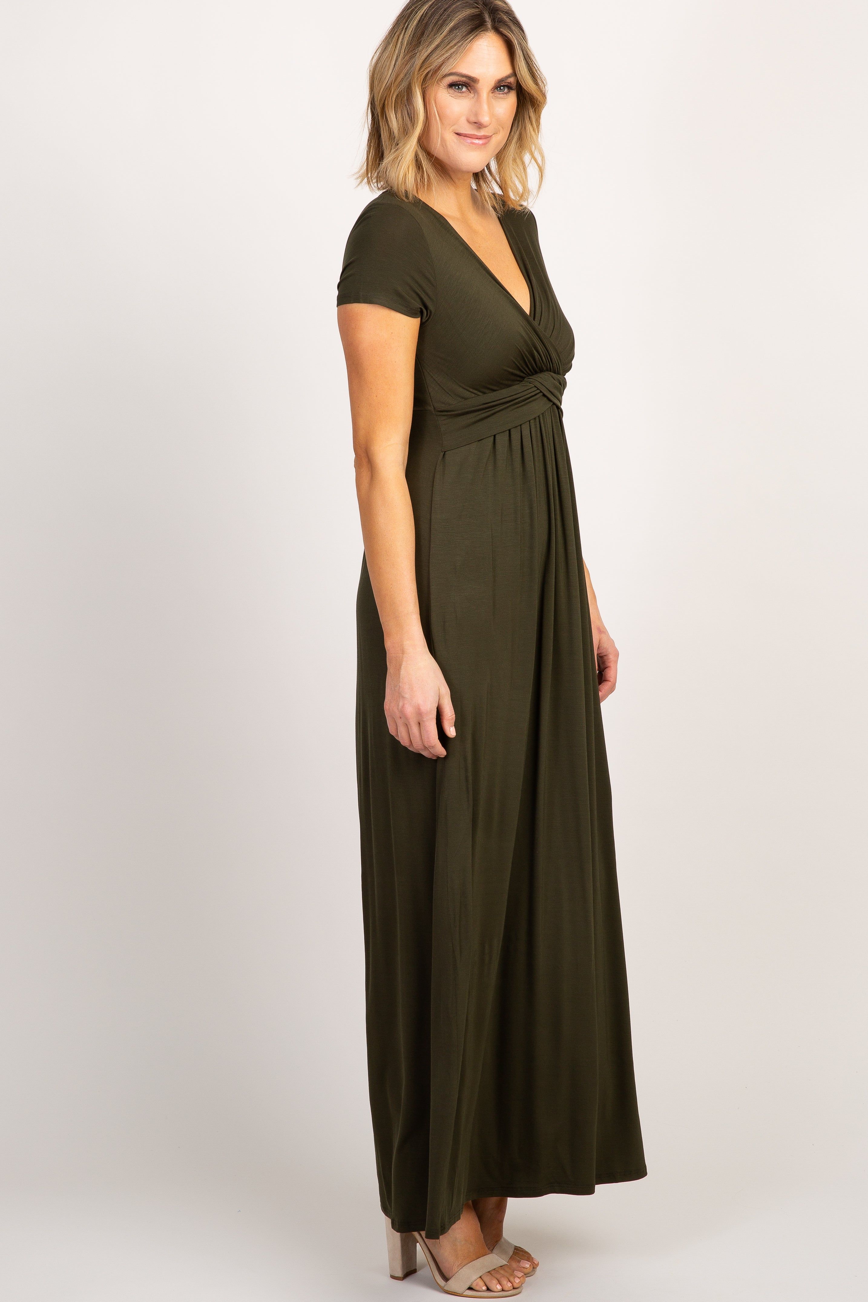 Olive Draped Maxi Dress sold by Pinkblush product image thumbnail 2