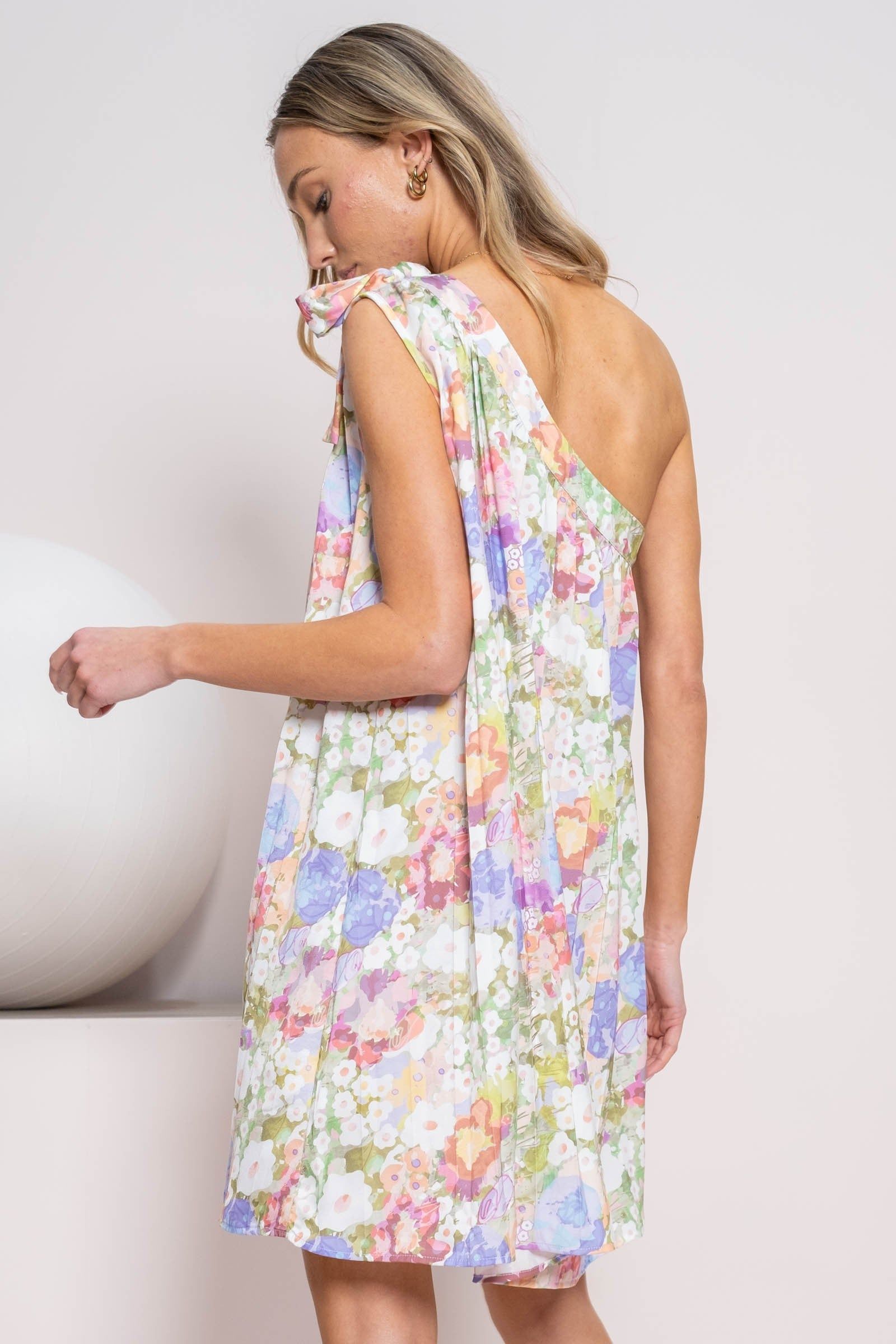 Sage Ivory Floral One Shoulder Dress sold by Pinkblush product image thumbnail 3