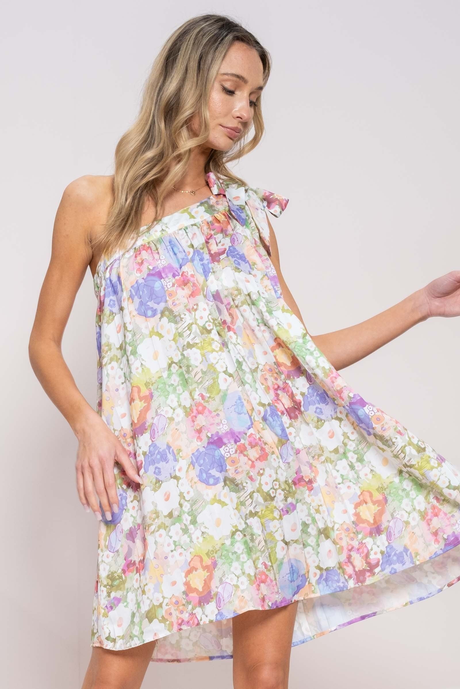 Sage Ivory Floral One Shoulder Dress sold by Pinkblush